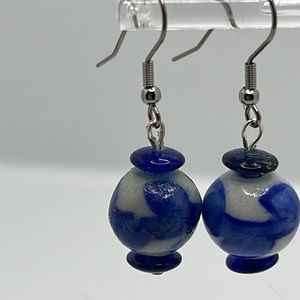 Blue & White Glass Earrings.